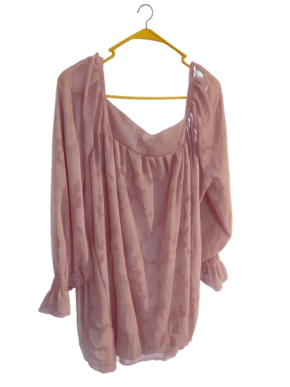 Women's Pink Textured Peasant Blouse